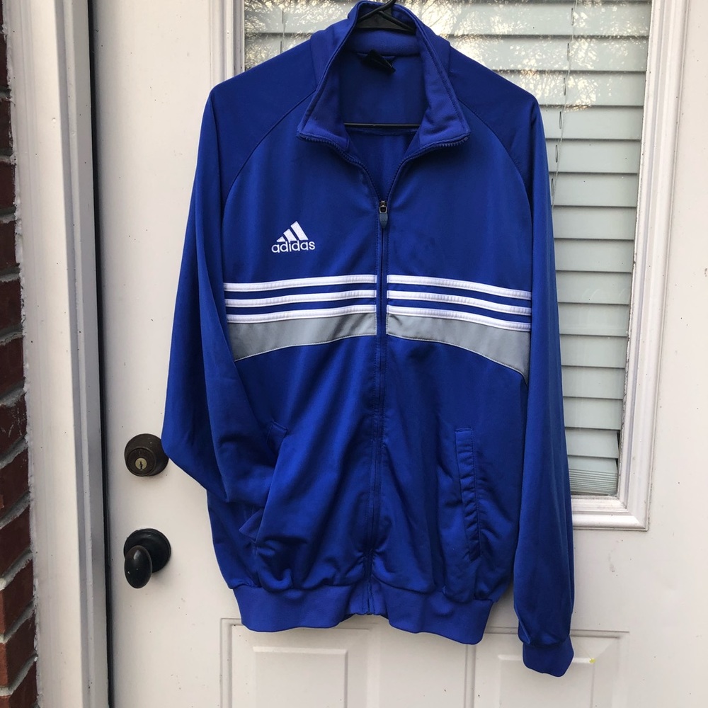 Adidas blue zip up track jacket size L